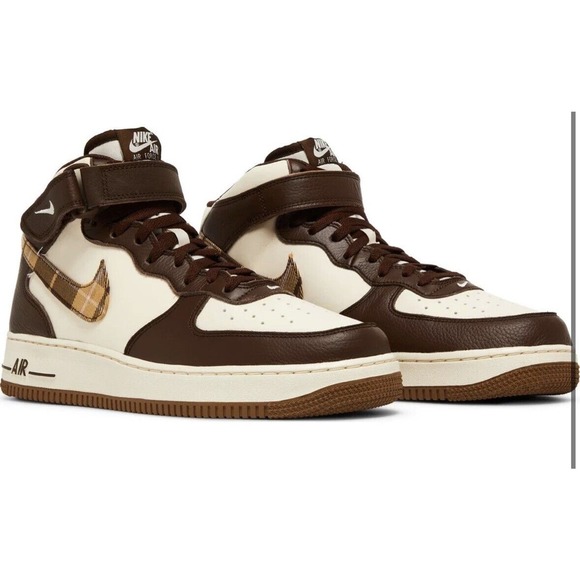 Nike Other - Nike Air Force 1 Mid Brown Plaid 2023 Boys Sneakers Basketball Shoes